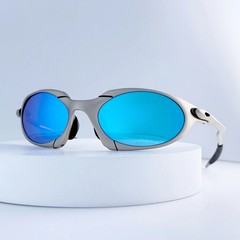 Oakley Romeo X-Metal Sunglasses Silver Frame Lake Blue LensIN BOX