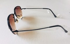 One SUNGLASSES UV400 100%UV Block Metal Black Frame+Lens D.Color+Crystal (M29)