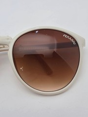 Ferarri White Frame Amber Brown Gradient Lens Folding Sunglasses w/ Case 55mm
