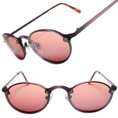 Mens Classic True Genuine Vintage 80s Pink Lens Round Oval Sunglasses Pink Frame