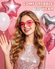 20 Pairs Heart Sunglasses for Women, Colorful Rimless Fun Heart Glasses for W…