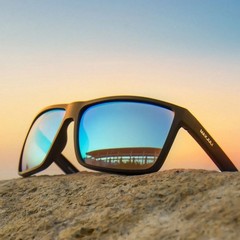 Men’s XXL Wide Fit Polarized Square Sunglasses TR90 Matte Black Blue Mirror Lens