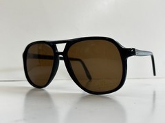 Vintage Black Top Bar Large Frame Sunglasses Amber/Brown Lens, UV protect. China