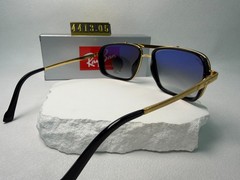 Ray-Ban RB4413 Navigator Sunglasses, Black & Gold Frame, Blue Gradient Lens