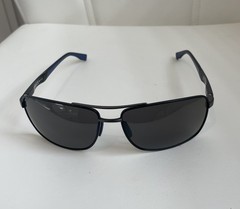 HUGO BOSS BOSS 0697/P/S Polarized Rectangle Sunglasses Black/Gray Metal 135mm