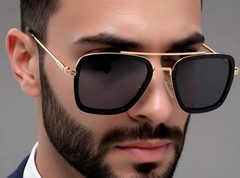 Lightweight Outdoor Evening Party Sun Glasses Men Sunglasses Square Metal Trendy