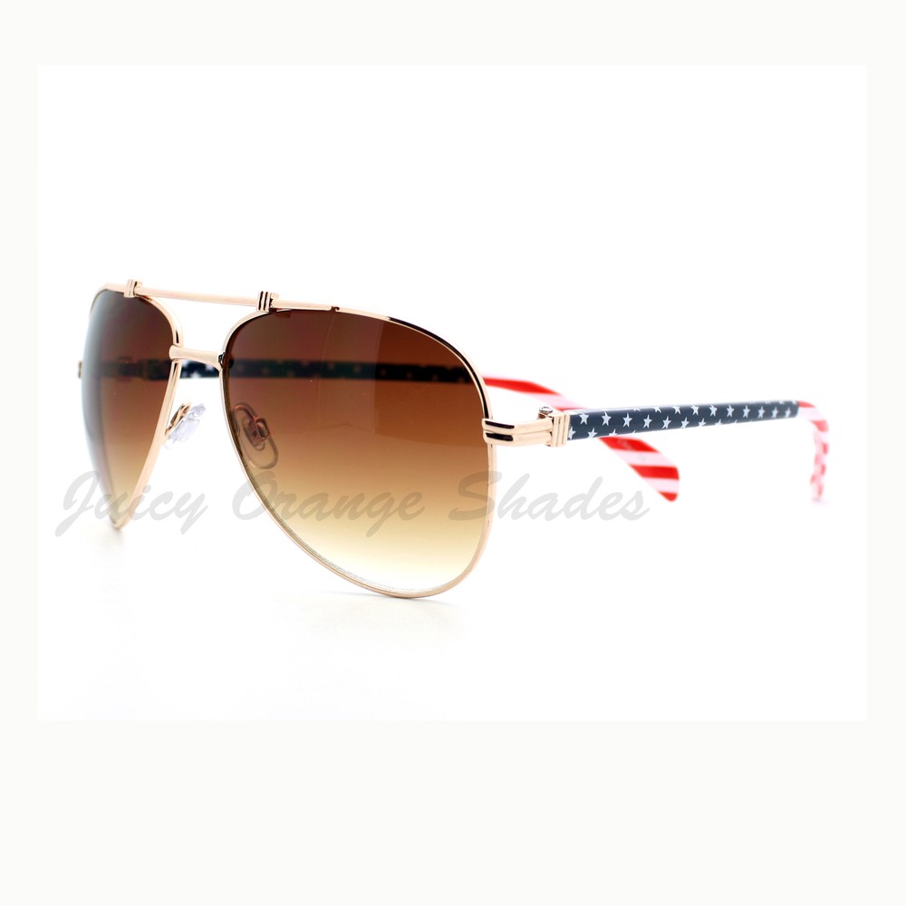 USA American Flag Patriotic Unisex Pilot Sunglasses UV Protection