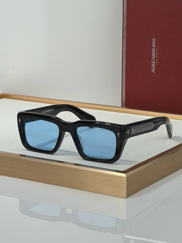 Luxury Square Blue Lens Sunglasses Oversized Black Frame UV400 Unisex