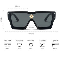 Trendy Sunglasses Oversized Flat Lens Black Lens Hip Hop Stylish UV400 Fashion