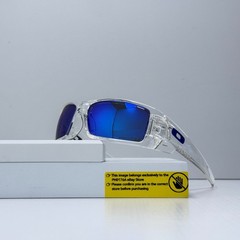 Oakley Gascan OO9014 Clear Frame Galaxy Blue Mirror Polarized Sunglasses