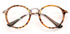 Vintage Inspired Metal Bridge and Temple Clear Lens Round Oval Eye Glasses