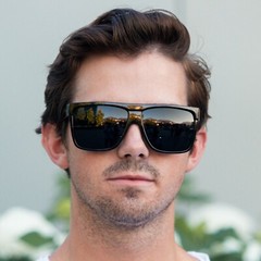 ShadyVEU Super Dark Lens Flat Top Fashion Migraine Black Frame Mens Sunglasses