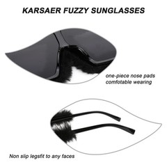 Vision Plush Fuzzy Flat Top Fashion Square Large Shades Punk Soft Velvet Shade
