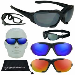 Foam Padded Motorcycle Sunglasses Goggles Strap Mirror Lenses Wont Touch Eyelash