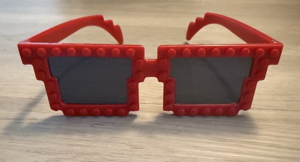 Red Fun Lego pixel style sunglasses video game inspired Need Geek Kawaii Gaming