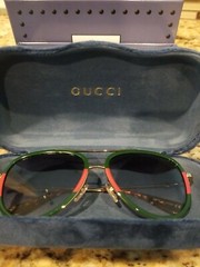 Gucci GG0062S 003 57mm Aviator Sunglasses in Red/Green and Grey Lens w/case *NEW