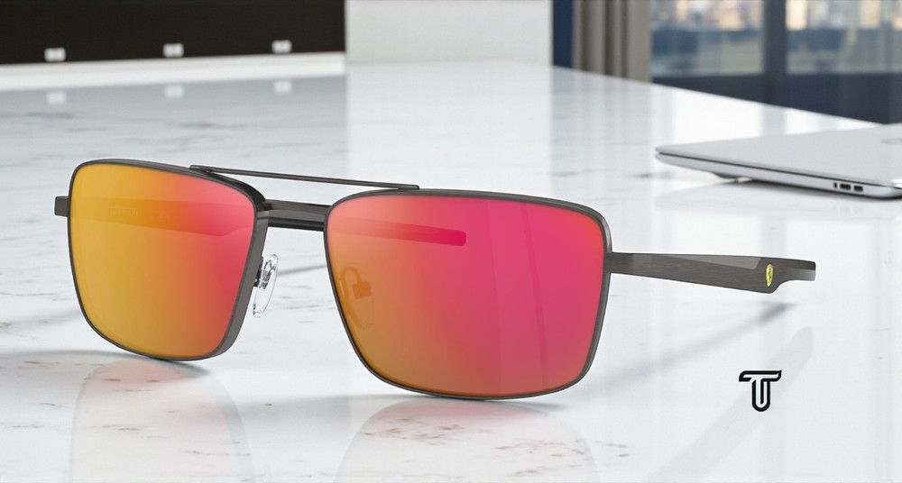 FERRARI SCUDERIA FZ5001 109 6Q Dark Gunmetal Mirror Red 60 mm Men’s Sunglasses