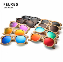 FELRES Handmade Unisex Bamboo Wood Polarized Sunglasses Wooden Frame Glasses
