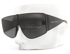 Dolce Gabbana Sunglasses Shiny Black Shield Gray Lens DG2305 01/87 with Case