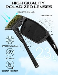 Polarized Sunglasses Men for Fishing: UV Protection Lightweight TR90 Sports W…