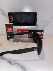 Ray-Ban Justin RB4165 Polarized Sunglasses Blue Mirror Lens UV400 Black 54mm