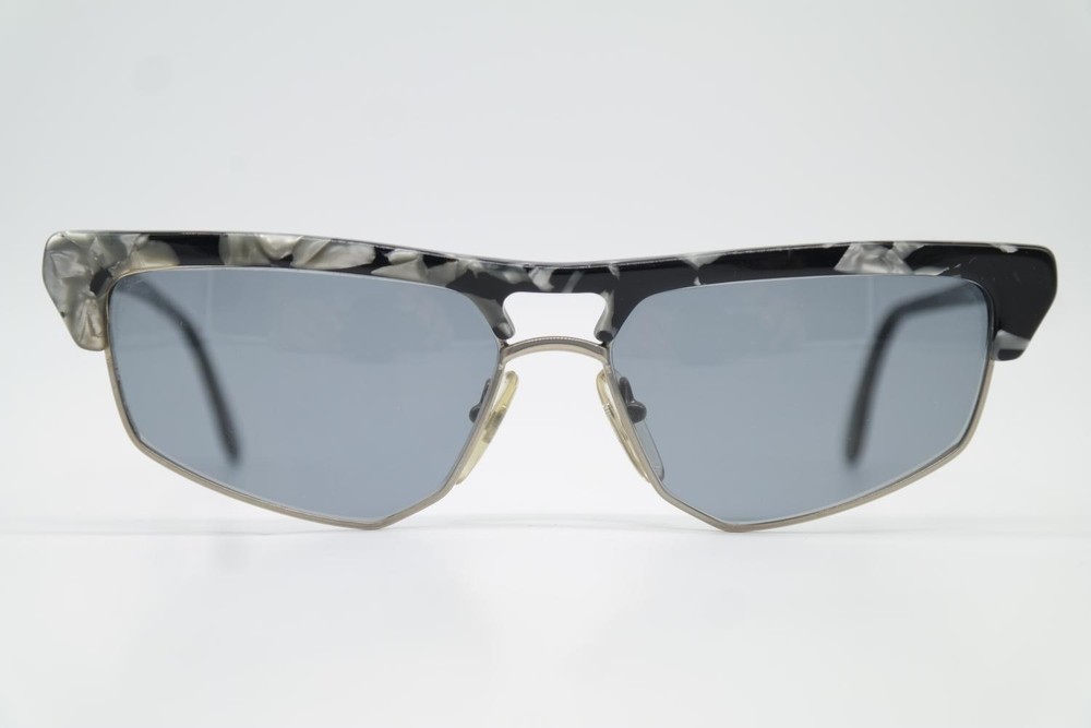Vintage sunglasses IDC 761 black mother of pearl silver square sunglasses eyewear