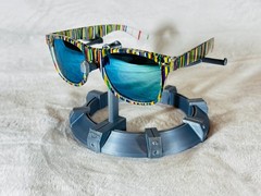Custom PixelVivid Multicolor Solid Stripe Sunglasses with Blue Mirror Lenses