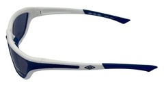 Umbro Mens Sunglass White / Blue, Solid Smoke Lens Plastic Sport Wrap GS02