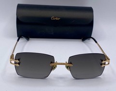 James Oro Collection I GRAIL Rimless Sunglasses Gold Gray Lens 57□19 w/ Cartier