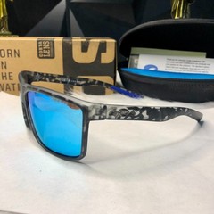NEW Costa Del Mar Fantail Black White Blue Mirror 580P Polarized Sunglasses
