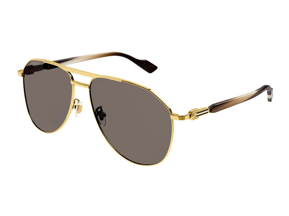 Gucci GG1220S-002 Men’s Gold & Brown / Brown Lens Sunglasses