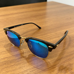 Ray-Ban RB3016 Sunglasses Clubmaster Classic Black Frame Blue Lens 51 mm