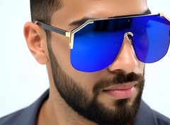 Irregular Frameless Mirrored One-piece Oversized Shades Sunglasses Men Shades