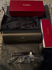 Cartier Mens Designer Eyewear Silver/Transparent