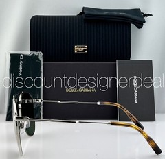DOLCE & GABBANA Aviator Sunglasses DG2296 05/9A Silver Frame Green Polarized 58
