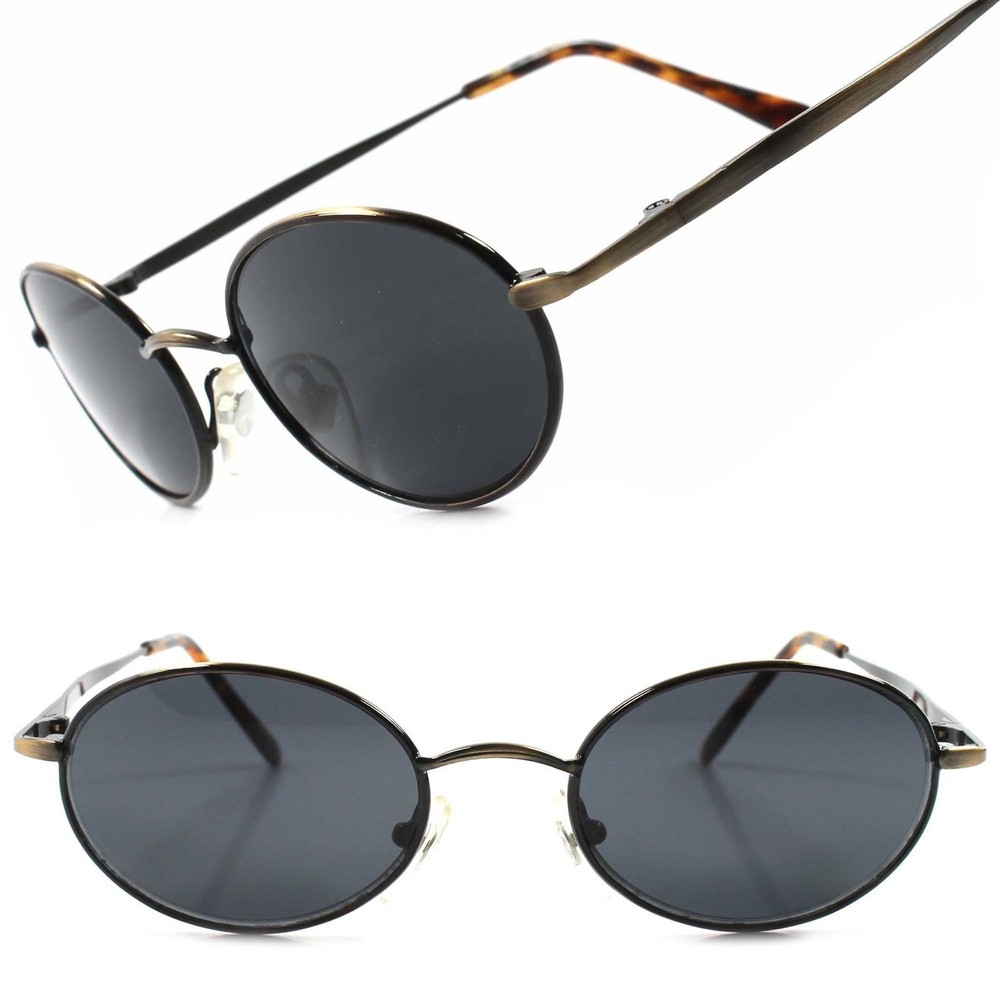 Classic Indie Retro Fashion Bronze Mens Womens Hip Vintage Round Oval Sunglasses