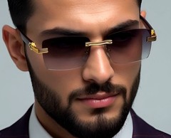 Square Sunglasses Rimless Sophisticated Men Shades Streetwear Classic 80’s 90’s
