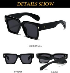 EYLRIM Square Frame Sunglasses for Women Men Trendy Thick 01 Black/Grey