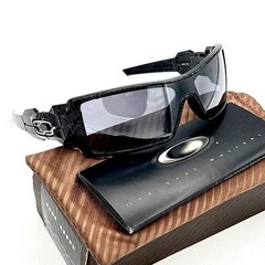 Oakley Oil Rig Black Iridium Sunglasses Rare Polished Black 24-058 USA