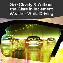 See Clearly At Night! Battle Vision Night Glasses Black w/ Green Lens Wrap Flex