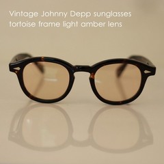 Vintage Johnny Depp sunglasses mens tortoise acetate glasses amber lens UV400