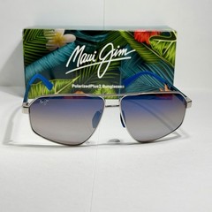 MAUI JIM KEAWAWA MJ 620-17 DUAL MIRROR BLUE SILVER AVIATOR SUNGLASSES EXCLUSIVE