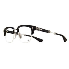 CHrome Hearts Black Silver Browline Half Rim Eyeglasses Optical Frame Unisex