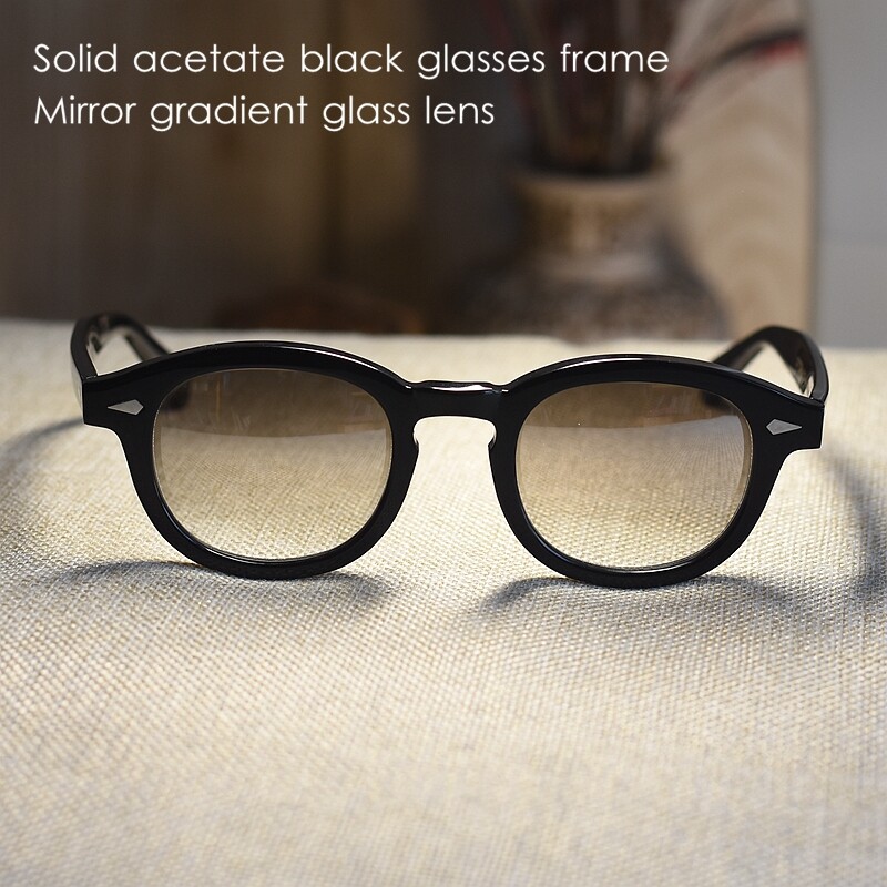Vintage johnny depp sunglasses black glasses mirror gradient glass lens UV400