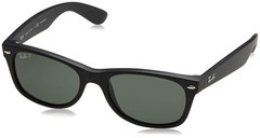 Ray-Ban RB2132 Mens New Wayfarer Sunglasses – Rubber Black / Polar Green –