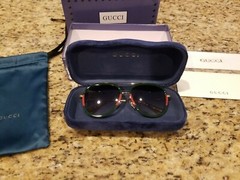 Gucci GG0062S 003 57mm Aviator Sunglasses in Red/Green and Grey Lens w/case *NEW