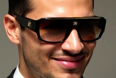 Men’s Sunglasses Fashion Dark Black Lens Brown White Thick Frame Designer Hot
