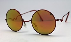 GOLD RED MIRROR ROUND SUNGLASSES RED FRAME TRIGUN VAMPIRE COSPLAY STEAM PUNK