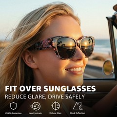 Myiaur Polarized Fit Over Glasses Sunglasses for Women, Medium, A01 Floral