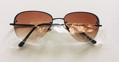 One SUNGLASSES UV400 100%UV Block Metal Black Frame+Lens D.Color+Crystal (M29)